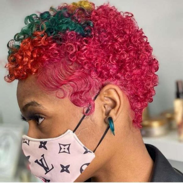 African American Curly Pink