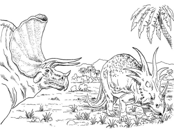 family triceratops coloring page