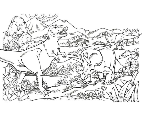 hard triceratops coloring page