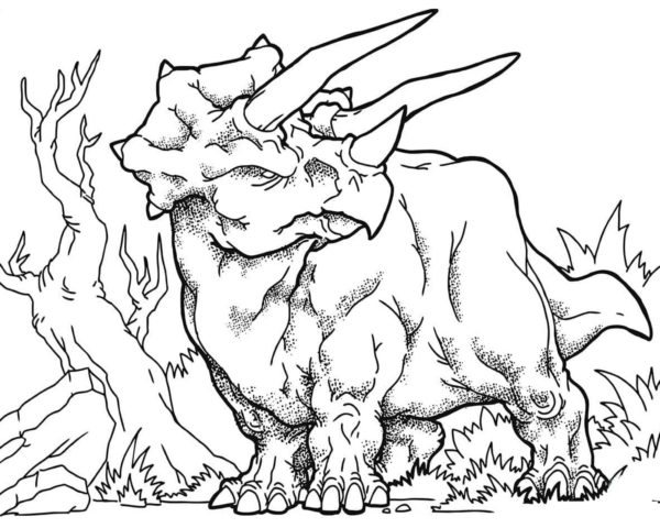 Stone triceratops coloring page