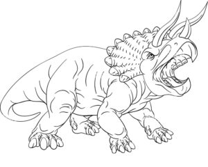 strong triceratops coloring page