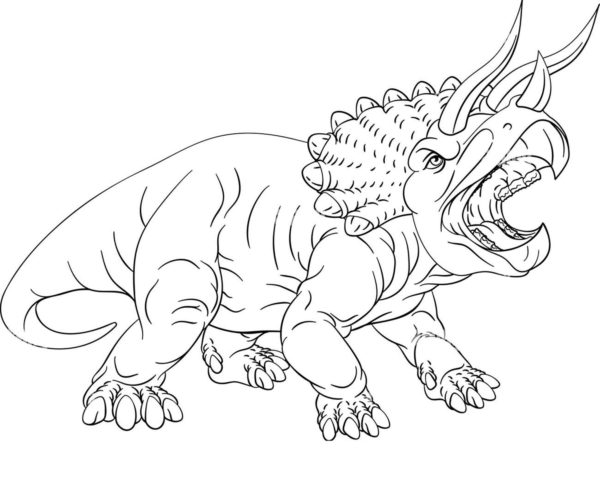 strong triceratops coloring page