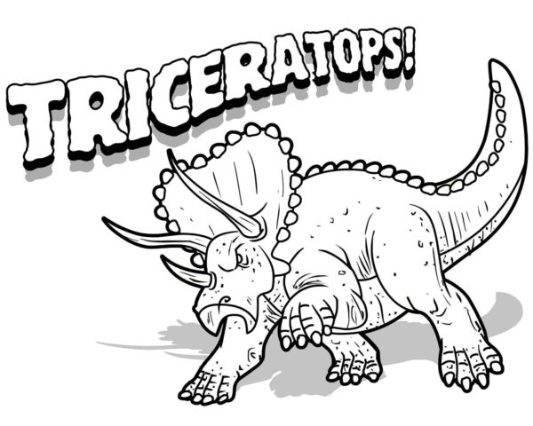 text triceratops coloring page