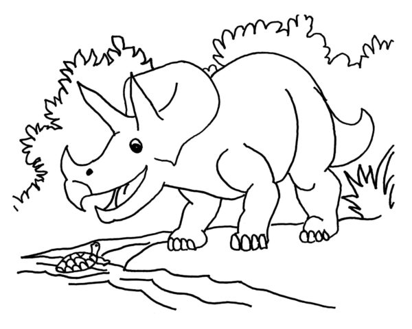 turtle and triceratops coloring page