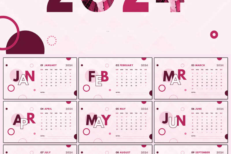 Calendar 2024 pink pictures free download