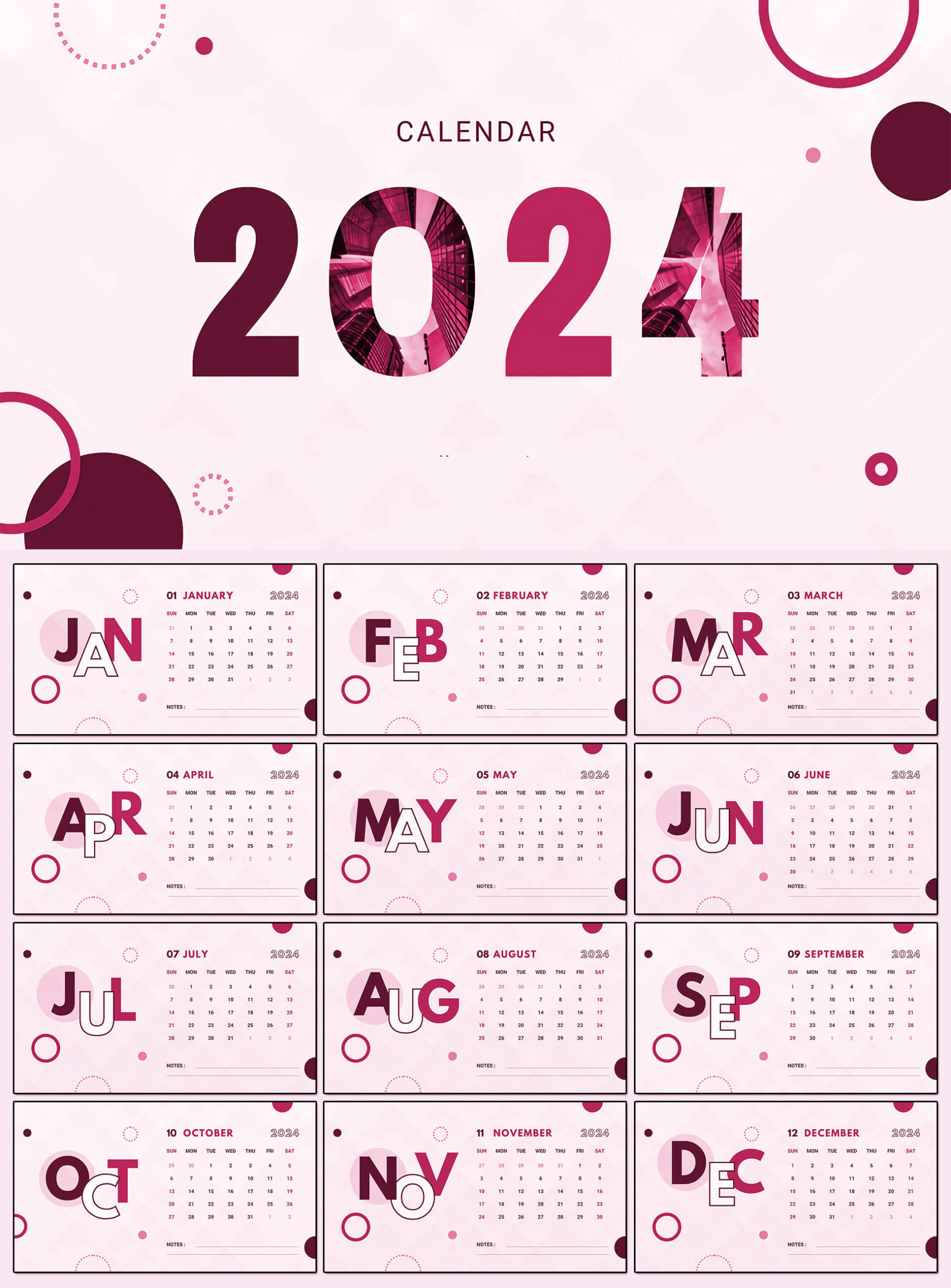 calendar 2024 pink