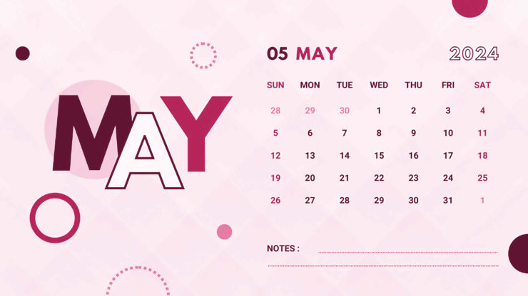 calendar 2024 pink may