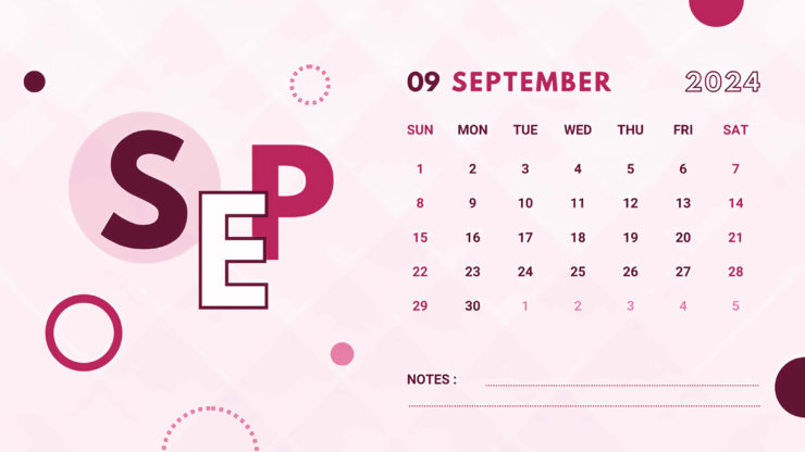 calendar 2024 pink september