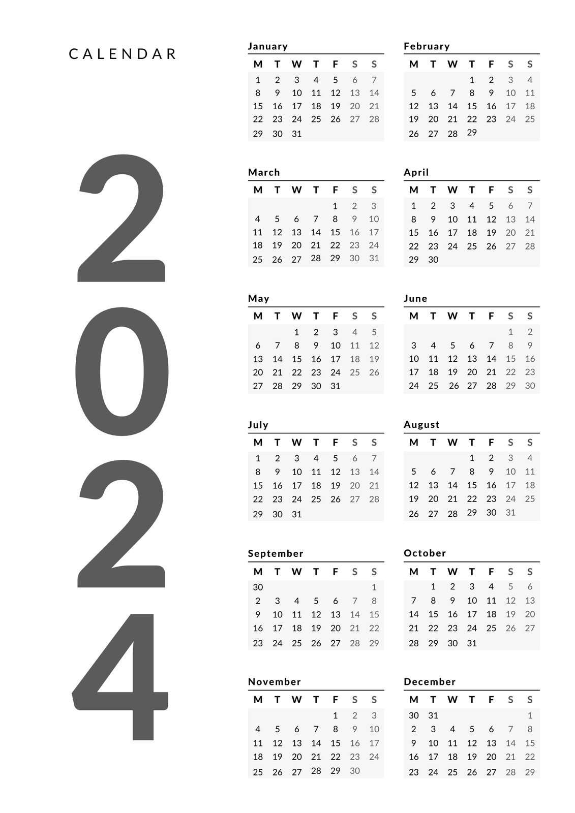 2024 Calendar Calendar Design