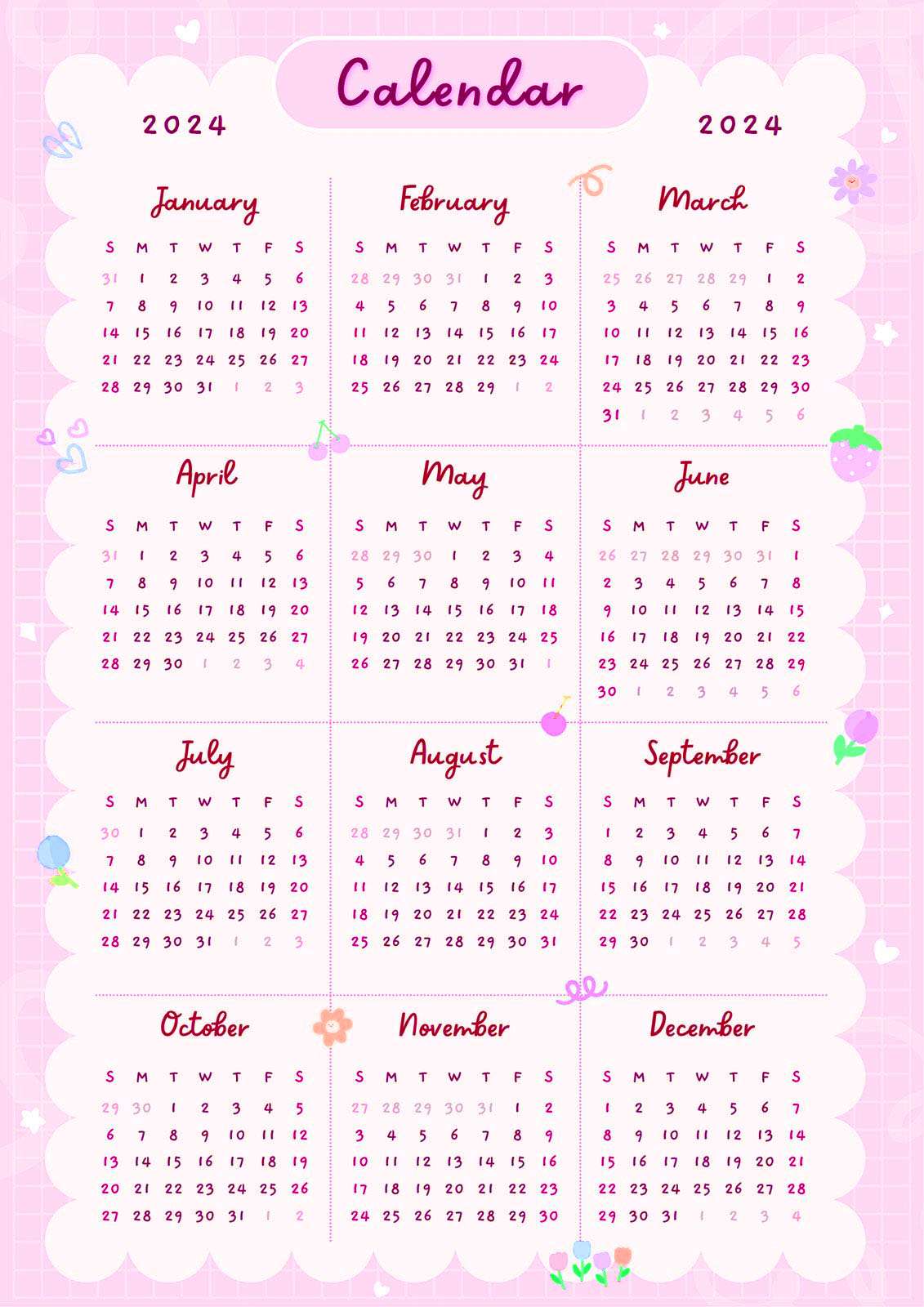 2024 Calendar Daily Planner
