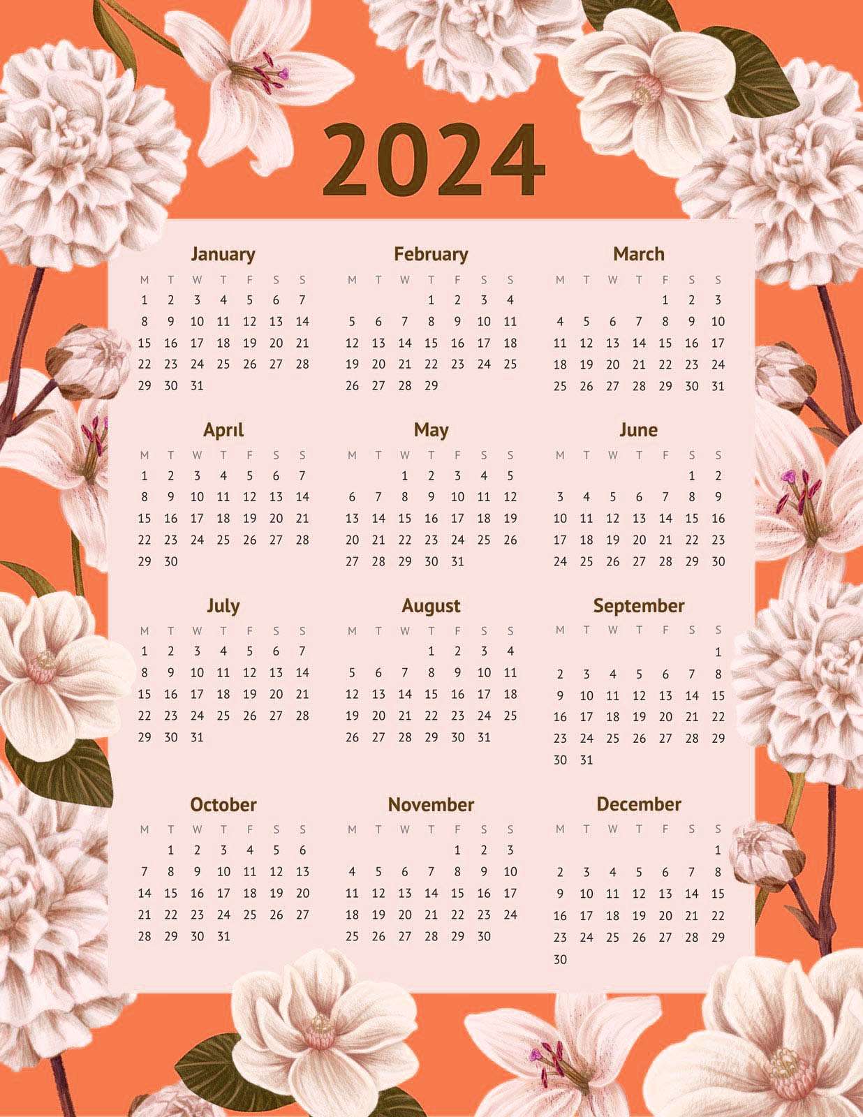 2024 Calendar End-of-Year Plans
