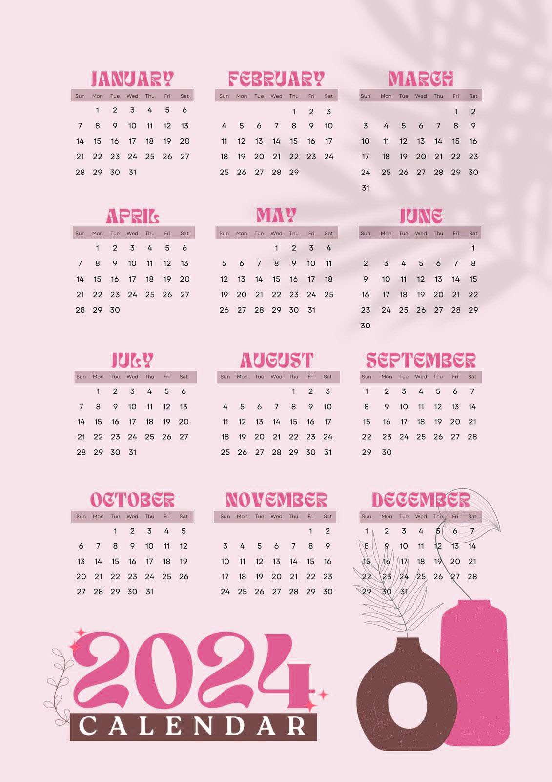 2024 Calendar Monthly Calendar