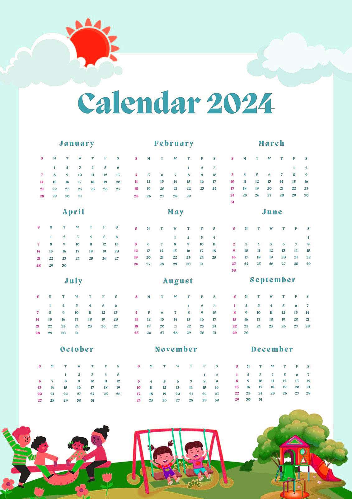 2024 Calendar Weekly Planner