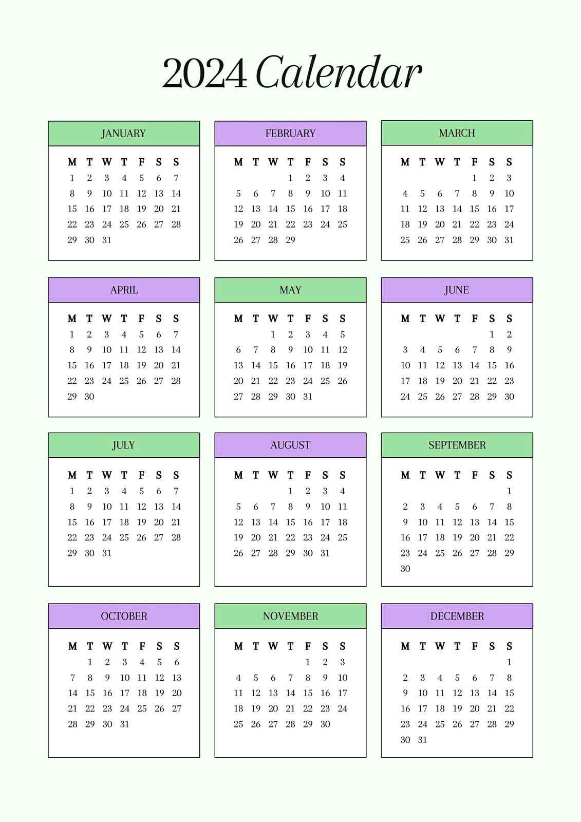 2024 Calendar Weekly Planning