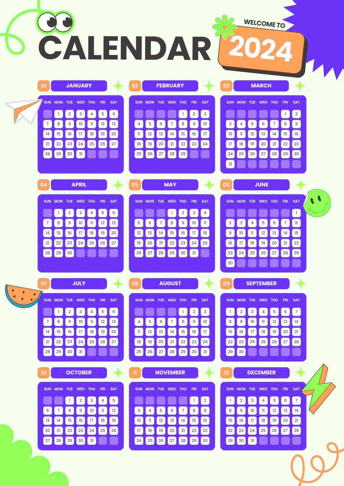 2024 Calendar Year Calendar Plans