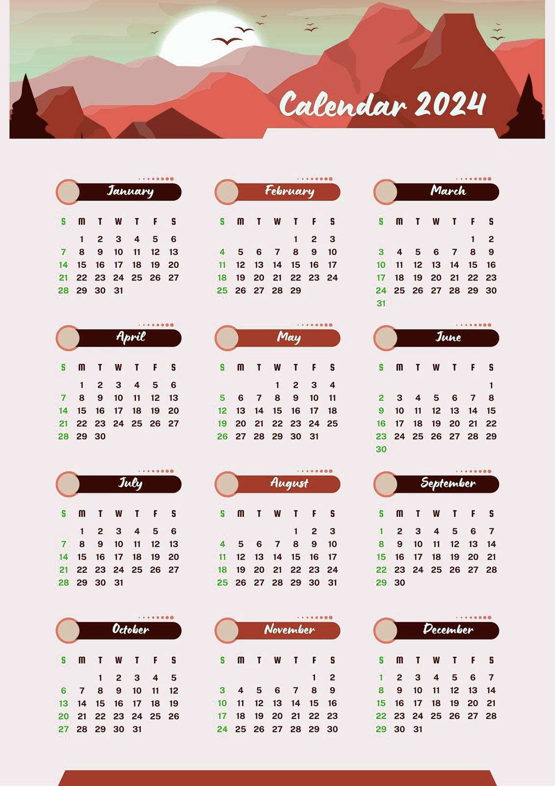 2024 Calendar Yearly Agenda Plan