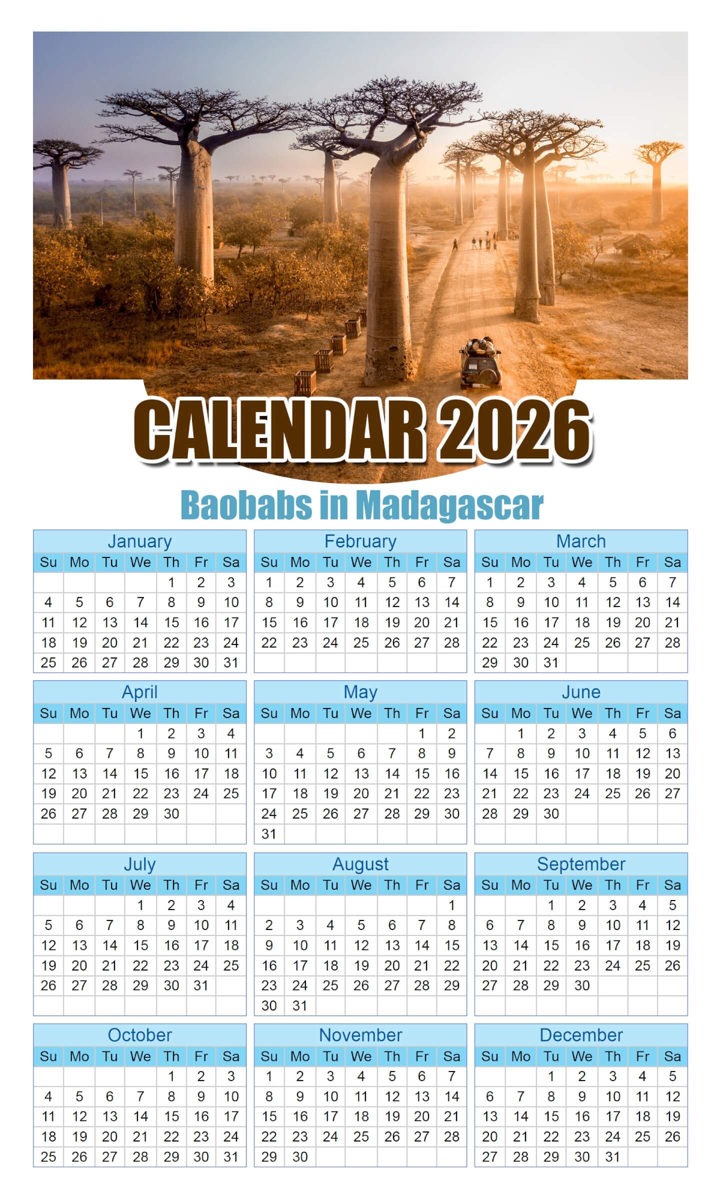 Calendar 2026 With Holidays Baobabs-in-Madagascar
