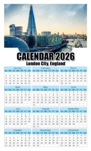 Calendar 2026 With Holidays London-City-England