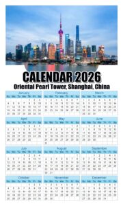 Calendar 2026 With Holidays Oriental-Pearl-Tower-Shanghai-China
