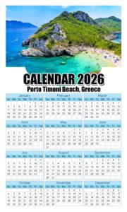 Calendar 2026 With Holidays Porto-Timoni-Beach-Greece