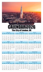 Calendar 2026 With Holidays The-City-of-London-UK