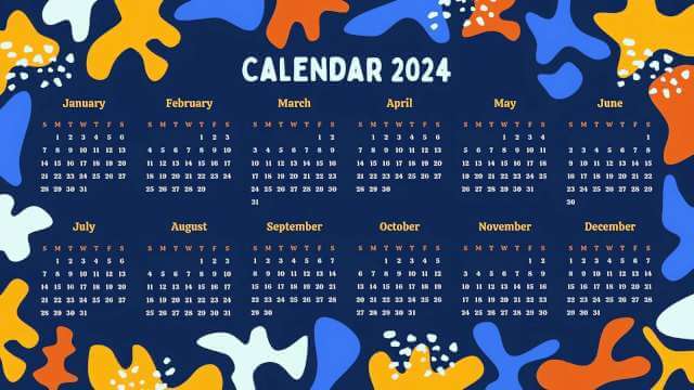 Colorful 2024 Calendar