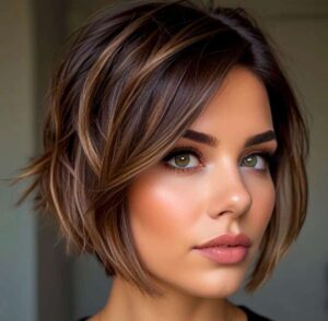 dramatic short bob with bangs