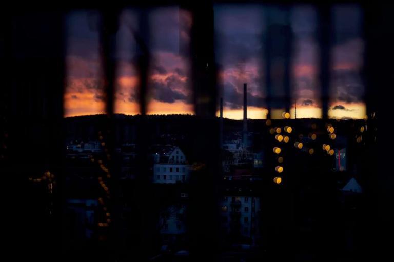 city lights through windows