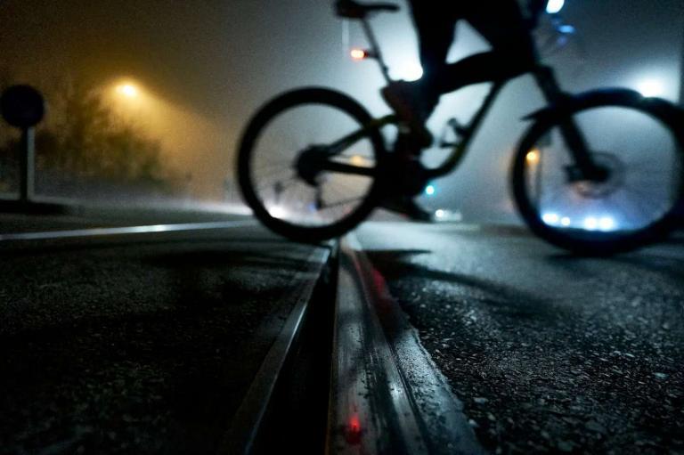bicycle on wet pavement