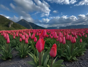 pink tulip garden 4k