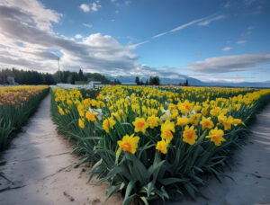 tulip garden yellow 4k